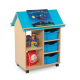 Theme book storage with 3 trays and open toy storage
